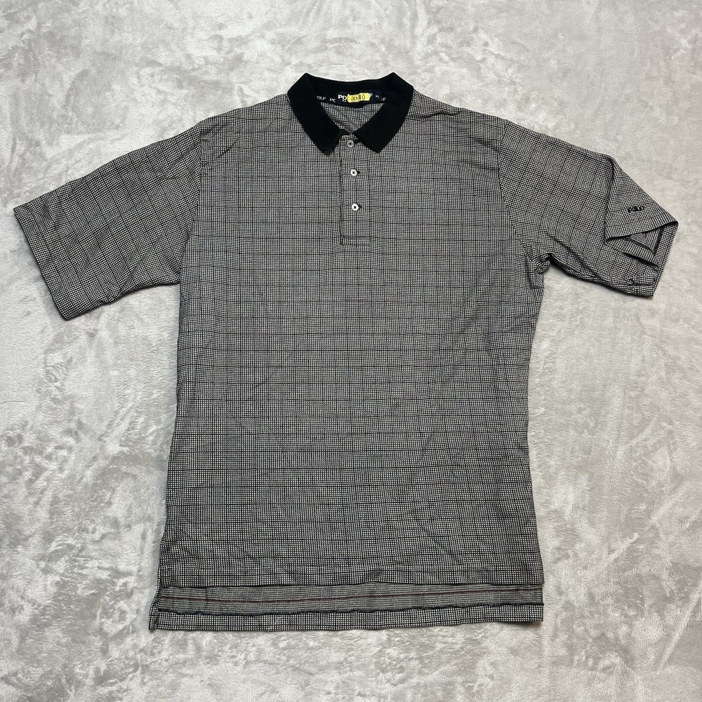 Vintage 90s Ralph Lauren Polo Golf Shirt Mens Size XL Black Gray Check Sport